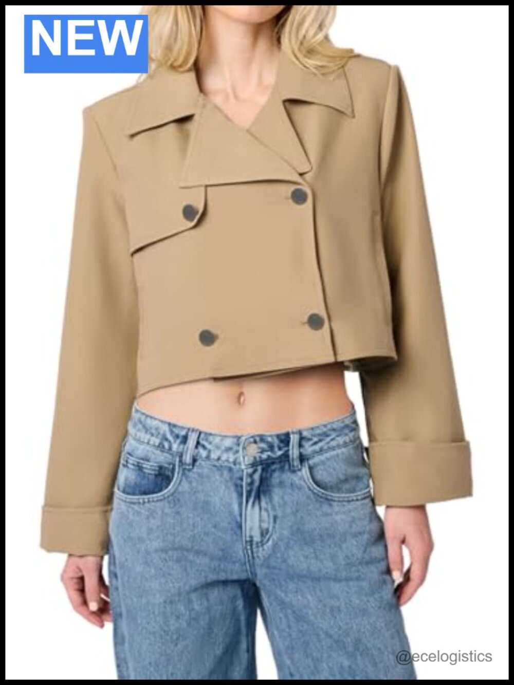 Cropped Trench Coat with Turnback Cuffs